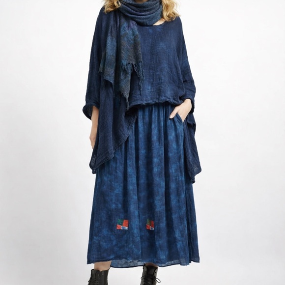 Vintage Dresses & Skirts - VINTAGE 90S NINO WONG Patchwork Midi Skirt Lagenlook Art To Wear Boho Cottage 1X